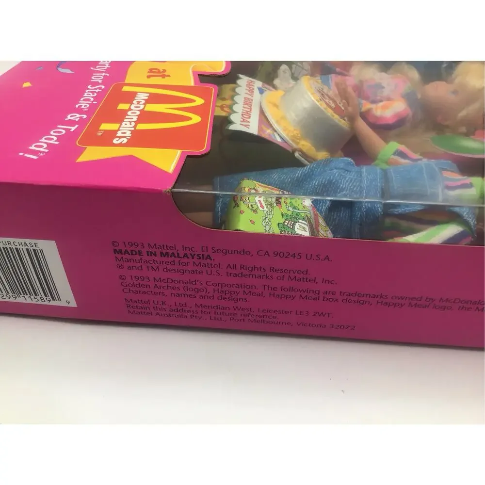 Barbie Birthday Fun At McDonalds Gift Set 1993 Mattel 11589 Stacie Todd NIB New